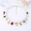 Colar Feminino Casual Za Cross-Border Barroco Simples e Fashion com Pingente Geométrico de Coração de Pérola Artificial para Uso Diário