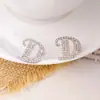 Pendientes de Letra Completamente Incrustados de Diamantes Estilo Coreano, Simples y Versátiles, Pendientes de Moda y Elegantes, Diseño de Nicho, Pendientes de Lujo Ligero y de Alta Gama para Mujer