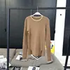 Camisa de Punto Ahi Manga Larga para Mujer Nuevo Estilo Coreano Ajustada Combinación de Colores Agradable a la Piel Nuevo Color Camisa Básica de Punto Moderna