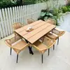 Juego de Mesa y Sillas de Ratán para Exteriores Nórdico, Mesa de Comedor de Moda para Terraza Exterior, Villa, Jardín al Aire Libre, Juego de Sillas de Ratán Impermeable y Resistente al Sol