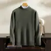 Suéter de Cachemira para Hombre 2024 de Cuello Alto Medio 100% Cachemira Pura Otoño e Invierno Nuevo Tejido de Punto Grueso de Doble Hilo Suéter Básico