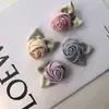 Flor Rosa de Tecido com Folhas 4cm, Broche de Flor Rosa, Acessórios para Roupas, Acessórios de Flor Semi-acabados, Acessórios para Joias