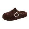 Sandalias tipo Birkenstock sin cordones, forradas de felpa, con suela gruesa, para mujer, nueva colección otoño/invierno 2026, botas de nieve, pantuflas de algodón esponjoso