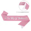 Moda Europea y Americana Niños Tela Rosa con Purpurina Correas para el Hombro Correas de Hombro con Palabras de Colores Decoración de Cinturón para Fiesta de Cumpleaños de Niñas