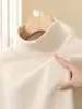 Blusa de fleece lisa com manga longa e gola alta, estilo novo para primavera/outono 2026, masculina, camada base