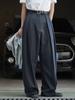 Pantalones Rectos Anchos de Pierna Simples Estilo Coreano para Commuter de Primavera, Sueltos y Crujientes, Pantalones Casuales Ajustados para Mujer