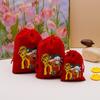 Bolsa grande de franela roja navideña, bolsa de regalo para dulces navideños, bolsa de exhibición navideña, bolsa con cordón ajustable, venta al por mayor