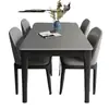 Conjunto de mesa de jantar e cadeiras de mármore estilo italiano, mesa de jantar moderna para uso doméstico, madeira maciça, adequado para apartamentos pequenos, design de luxo leve, mesa de jantar retangular estilo ocidental