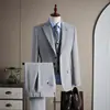 Conjunto de Terno com Lapela de Miçangas Levemente Luxuoso para Homens, Roupa Profissional Casual para o Trabalho, Traje Formal para Noivo e Padrinhos
