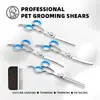 Tijeras profesionales para el aseo de mascotas y un juego de herramientas especializadas para recortar el pelaje de perros, diseñados para la venta transfronteriza. Tornillo blanco, anillo azul