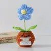 Flor de Tricô de Energia Positiva Transfronteiriça Planta em Vaso Produto Acabado Fio de Lã Flor de Simulação Ornamento de Mesa Boneca de Cartão de Mão