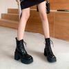 Botas Martin de Punta Redonda y Tacón Grueso con Cordones para Mujer, Botines Cortos de Plataforma y Suela Gruesa de Tacón Alto para Petite, Botas Vintage de Cuero Suave para Niños