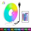 Fita de LED Neon RGB Flexível de Silicone com Controle de 24 Teclas, Mini Controle por Aplicativo Bluetooth.