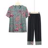 Set de Cárdigan Casual de Verano de Estilo Chino para Mamá, Ropa de Descanso Holgada y a la Moda que se Puede Usar en el Exterior, Top y Pantalones