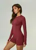 Mono deportivo sin costuras transfronterizo para exteriores, de manga larga y pantalón corto, enterizo sin espalda, mono casual ajustado de fitness para yoga