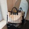 Bolsa Tote Casual de Grande Capacidade Transfronteiriça para Mulheres 2025 Novo Design de Nicho Listrada para Ombro Transversal Bolsa de Trabalho