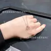 Fanjia Oro de 18 Quilates Color Chapado Pétalos de Trébol Llenos de Diamantes Cadena para Clavícula de Trébol Colgante de Flor Única Anillo de Nicho de Flor