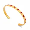 Wanxing Amazon Transfronterizo Corazón Rojo Goteando Aceite Pulsera Abierta de Acero Inoxidable Simple Elegante Joyería de Alta Gama para Mujeres