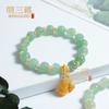 Pulseira de Círculo Único de Jade Abóbora Verde Jade Seda Dourada Natural Pulseira de Contas Amarelas Pulseira de Círculo Liso Feminina Transmissão ao Vivo Atacado