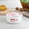 Directo de fábrica horno de microondas refrigerador redondo sellado tazón para huevos al vapor flor de nido de pájaro pegamento sub-tazón refrigerador cerámico recipiente para conservar la frescura