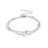 Pulsera de Acero de Titanio Cortada Cadena de Cruz Cadena de Cuentas Doble Cadena con Colgante de Avión Pulsera Simple de Acero Inoxidable 304