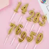 Velas de número bañadas en oro empaquetadas individualmente para pastelerías y panaderías, velas decorativas para pasteles, velas para la celebración del primer cumpleaños de bebé