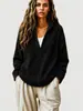 Suéter Feminino Gola V Malha Waffle Cruzada Europeia e Americana Primavera e Outono Estilo Preguiçoso Solto Top Pulôver Casual