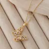 Collar de Acero Inoxidable Mariposa para Mujer Fabricante Mayorista Venta Directa Joyería Circonita Micro-Pavimentada Tendencia de Moda Accesorios de Estilo Versátil