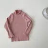 Ropa de punto básica para niñas, estilo nuevo para primavera y otoño, ropa de punto para bebé, cuello con volantes elegante, cuello medio-alto, estilo coreano, top interior para niños