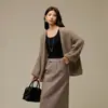 Suéter 100% Lana de Australia Suéter de Lana Cepillada Ropa Exterior para Mujer Otoño Corte Relajado Lentejuelas Tejido Hueco Cárdigan de Lana Superior