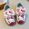 Zapatos Casuales de Lona para Niñas 2026 Hello Kitty Velcro Suela Suave Antideslizante Transpirables Cómodos Lindos Dibujos Animados Bonitos Versátiles