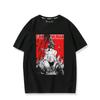 Animación Chainsaw Man Periférico Camiseta de Manga Corta Ilustración Algodón Pesado Manga Corta Casual Suelta Estampada Cuello Redondo Ropa Verano