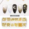 Accesorios para Uñas Tachuelas Metálicas Huecas Estilo Japonés Rhinestones de Colores con Base Plana Caja de Tiras Largas Set Mixto para Uñas Set Completo
