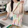 28112 ins Bolso de Hombro de Estilo Coreano con Rayas Arcoíris Bolso Pequeño para Mujer Bolso de Compras de Gran Capacidad Bolso Tote Casual