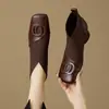 V Colección Nueva de Otoño: Elegantes Zapatos Planos Cuadrados para Mujer para el Trabajo, con Detalles de Hebilla, Tacones Gruesos y Diseño Versátil, Zapatos de Cuero Retro Francés 2026