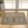 Planta y Flor Sencillo y Fresco Puerta de Baño Resistente al Desgaste Antideslizante Felpudo Imitación Lino Felpudo para Puerta de Baño del Hogar