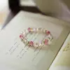 Flores de Begônia, A Vida Vale a PenaPulseira de Cristal Natural Toque Nicho Pulseira de Quartzo Rosa Flor de Cerejeira