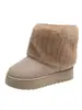 Botas de nieve de suela gruesa de talla grande para mujer, invierno 2024, nuevas, con mangas forradas de vellón, cálidas, con dobladillo en el medio, zapatos de algodón Mao Mao Mao