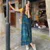 Nuevos Pantalones de Verano 2025 Estilo Coreano Cintura Alta Efecto Adelgazante y Caída Pantalones de Pierna Ancha Reductores de Edad Overol con Estampado Dopamina Azul para Mujer