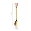 Tenedor y Cuchara de Acero Inoxidable con Mango de Cerámica en Forma de Corazón, Estilo Lindo para Postre, Fruta, Té de la Tarde para Niñas, Cucharita de Café