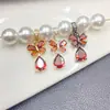 Relleno de Oro de 14K Cristal que Conserva el Color DIY Zirconia Morada Lazo Colgante Cuentas Espaciadoras Pulsera Collar Conjunto Hecho a Mano con Cuentas