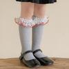 Botas Algodón Niñas Primavera y Otoño Calcetines de Media Pantorrilla Rojo Pequeño Floral Doble Puntada Retro Lolita Niñas Calcetines de Princesa Otoño