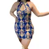 Mulher gorda de 220kg irmã mais velha gorda lingerie sexy plus size cheongsam estampado boate cheongsam apertado no quadril uniforme