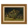 Pintura a Óleo Estilo Europeu Frutaria Natureza Morta Moldura Dourada Vintage Arte de Parede Decorativa para Sala de Jantar, Sala de Estar ou Hall de Entrada