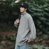 Suéter Pulôver de Meio Zíper Estilo Preguiçoso High-End Retrô Gola Outono e Inverno Novo Malha Solta Masculino