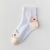 Calcetines para Mujer en Primavera y Otoño, Calcetines de Media Pantorrilla, Calcetines Lindos de Dibujos Animados de Gatos, Calcetines Deportivos y de Ocio de Moda Ins al por Mayor