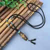Collar de Cuenta Dzi de Nueve Ojos Vintage, Colgante de Cadena para Suéter de Ágata Antigua Estilo Étnico de Xizang, Suministro al por Mayor