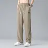 Pantalones de Seda de Hielo para Hombre Verano Delgados Rectos Sueltos Secado Rápido Ligeros Deportivos Casuales High Street Americanos Versátiles Pantalones Largos