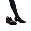 Versão em Pele de Ovelha ~ Sapatilhas Quadradas de Camurça Francesa com Tira Cruzada e Forro de Lã para Mulheres com Elevação Interna Elegantes Estilo Ballet Sapatos Mary Jane