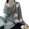 Nuevo cárdigan de punto de estilo coreano para otoño, bordado floral tridimensional de alta resistencia para mujer, estilo holgado y relajado, abrigo suéter suave